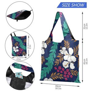 Wholesale Hawaii Puakenikeni Design Foldable <b>Shopping</b> <b>Bag</b> with Zipper Purse Waterproof <b>Large</b> Capacity Shoulder Tote <b>Bag</b> - Product Image 4