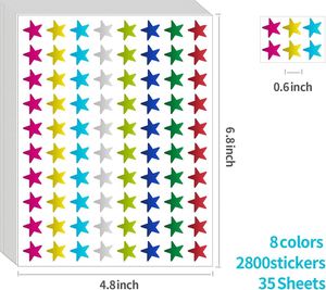 2800 pegatinas de estrellas brillantes, 35 hojas, gráficos de incentivo para niños, estrellas motivacionales para oficina, material escolar para profesores - Product Image 4