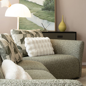 Set di Divani Componibili Curvi di Lusso in Bouclé con Cuscini Stampati e Imbottitura in Spugna per Appartamenti, Hotel, Ville e Salotti - Product Image 2