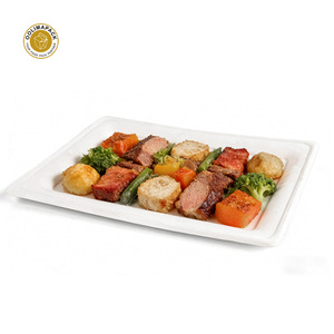 จานสี่เหลี่ยมสำหรับอาหารเรียกน้ำย่อยจากอ้อย OOLIMA แบบขายส่งและปรับแต่งได้ จานแบบใช้แล้วทิ้งเกรดอาหารสำหรับสเต็ก เบอร์ราต้า บรูเชตต้า - Product Image 2