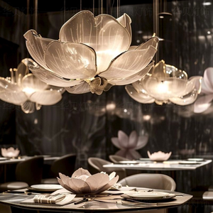 โคมไฟระย้ารูปบันไดแบบดูเพล็กซ์สไตล์จีนสำหรับห้องนั่งเล่นตรงกลางห้องรับประทานอาหารโลหะวิลล่าบ้านชาการออกแบบดอกบัวสำหรับห้องนั่งเล่น - Product Image 4