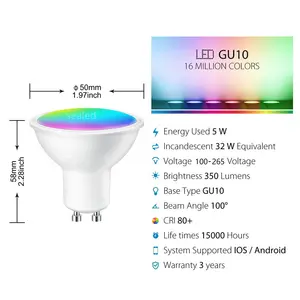 RGBCW Spotlight Voice Control 5W Smart Tuya Wifi LED Light Bulb Work With Smart Life Google Assistant Alexa