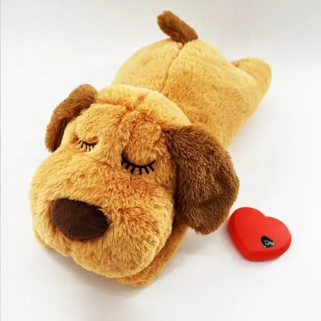 45cm Heartbeat Puppy Plush Dog Toy with Warmer Bag Pet Soft Anxiety Puppy Relief Toy for Puppy Dogs