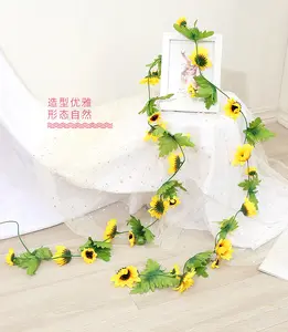 黄色向日葵花环人造花藤蔓婚礼圣诞拱门装饰