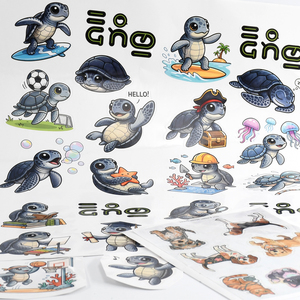 Autocollants personnalisés en PVC imperméable à l'eau, tortue de dessin animé, autocollants mignons de tortue de mer, autocollants pour ordinateur portable, bouteille d'eau, bagages - Product Image 3