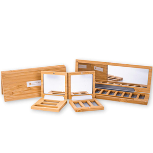 Imballaggio cosmetico unico biodegradabile di bambù bianco magnetico <span class=keywords><strong>polvere</strong></span> vuota compatta con apertura ruotata - Product Image 5