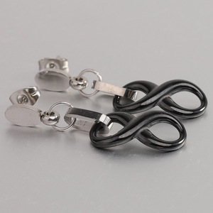 Boucles d'oreilles en acier inoxydable et céramique, pendentif infini de 40 mm, design géométrique pour femmes - Product Image 2