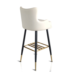 Tabouret de <span class=keywords><strong>bar</strong></span> de luxe en cuir PU avec pieds en métal noir doré, pour café, maison, cuisine, bureau, restaurant - Product Image 3