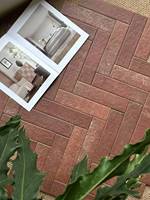 Ubin Keramik Efek Oksidasi Antik, Ubin Mosaik Herringbone Strip Sempit, Dekorasi Lantai Industrial Vintage