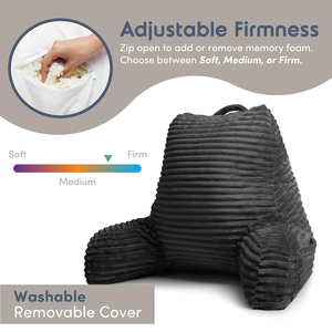 Almohada de Lectura con Espuma Viscoelástica Triturada, Almohada de Respaldo para Sentarse en la Cama, Soporte Ajustable para Espalda y Brazos - Product Image 5