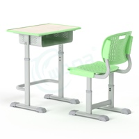 Ensemble de bureau et de chaises pour étudiant unique, moderne et durable, mobilier scolaire en plastique et en bois bon marché avec matériau métallique pour salle de classe
