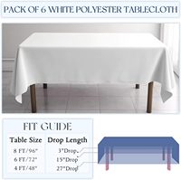 Nappe lavable résistante aux plis en polyester rectangle blanc pour les fêtes de mariage et le camping