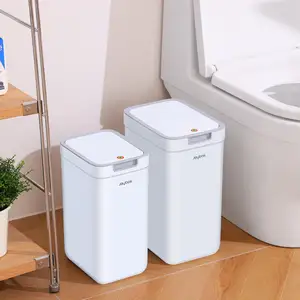 Joybos Poubelle de salle de bain avec couvercle Lot de 2 petites poubelles pour chambre à coucher avec couvercle escamotable Poubelle anti-chien