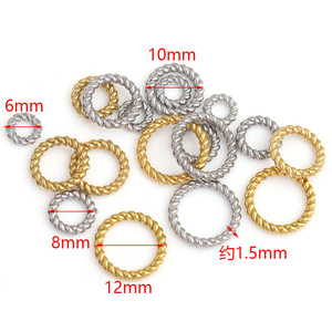 Anneaux torsadés en acier inoxydable pour la fabrication de bracelets, couleur or et argent, plaqué or 18 carats, accessoires de bijouterie H1694 - Product Image 3