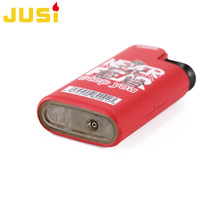 Briquet rechargeable à flamme ouverte et briquet coupe-vent à jet JUSI, en métal imprimé dessin animé, avec roue à silex et coque en fer