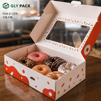 Boîte à donuts personnalisée avec fenêtre transparente, emballage en papier pour pâtisseries, desserts, à emporter et en cadeau