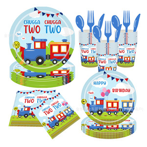 Train Birthday Party Supplies Paper Plate Napkin <b>Cup</b> <b>Set</b> Disposable Tableware Kids Party Decorations - Product Image 1
