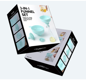 Novas Ideias de Produtos 2024 Funis Multifuncionais 3 em 1 Grande Funil para Acessórios de Cozinha Atacado Plástico PP Azul 20pcs - Product Image 5