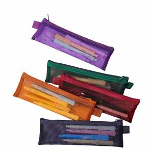 Pochette à crayons X57 Mini en maille, sac de papeterie pour étudiants, couleur vintage, fermeture éclair, rangement simple, nylon spécial 22*7cm, impression sérigraphique - Product Image 2
