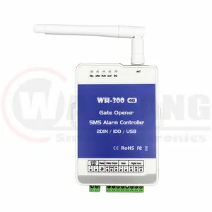 WH-300 Nova Versão de chamada gratuita Smart 4G GSM Abridor de portão Suporte 1200 Usadores Controle sem fio 2G/4G Interruptor de relé Alarme