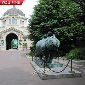 YOUFINE - Estatua de Rinoceronte de Bronce Grande, Tamaño Real, Rinoceronte con Cuernos, Escultura de Animales Salvajes para Decoración de Entrada de Parques Públicos y Zoológicos - Product Image 5
