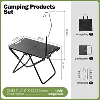 Table de camping pliante portable et étanche avec poteau lumineux, mobilier d'extérieur
