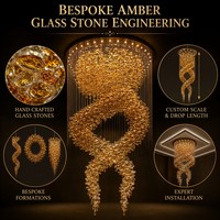 Lustre sur mesure de luxe, grande taille, pour décoration intérieure, villa, hall d'hôtel, escalier, lampe suspendue en verre artistique doré personnalisée