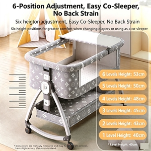 <span class=keywords><strong>Lit</strong></span> bébé convertible avec fonction berceuse, moustiquaire, design pliable et hauteur réglable pour nouveau-nés - Product Image 4
