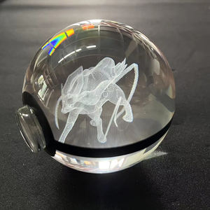 Boule de cristal Suicune, Pokéball en cristal, LED 3D, 80 mm, grande peinture gravée au laser, cadeau d'affaires, décoration de la maison - Product Image 2