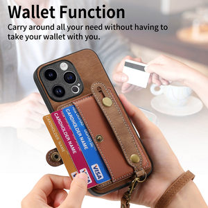 Cho <span class=keywords><strong>Iphone</strong></span> 15 Wallet Trường Hợp Với Chủ Thẻ, <span class=keywords><strong>Retro</strong></span> PU Da Dây Đeo Cổ Tay Dây Đeo Cổ Tay Chân Đế Điện Thoại Bìa Cho <span class=keywords><strong>Iphone</strong></span> 15 Pro Max - Product Image 2