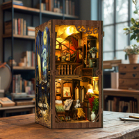Livre personnalisé coin Kit bricolage Miniature 3d maison en bois bibliothèque Booknooks en bois maison de poupée magique ville Miniature construction modèle en bois