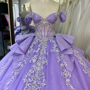 Abiti da ballo 2026 nuovo stile, abiti da Quinceañera, abiti viola per <span class=keywords><strong>laurea</strong></span> e feste <span class=keywords><strong>di</strong></span> compleanno, Vestidos con fiori ricamati - Product Image 2