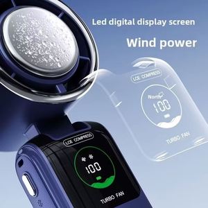 2026 Handheld 100 Speeds 13000 Rpm Ice Cooling <b>Foldable</b> Neck/<b>Desk</b> Smart Digital Display Usb Rechargeable Personal Fan - Product Image 5