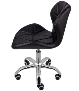 Black PU <b>Leather</b> Home Office Chair with Chrome Legs with Wheels and Lift Restaurant Swivel <b>Bar</b> <b>Stool</b> - Product Image 2