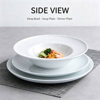 Bol à pâtes en porcelaine fine blanche en gros, vaisselle commerciale écologique pour restaurants et hôtels, logo personnalisé OEM