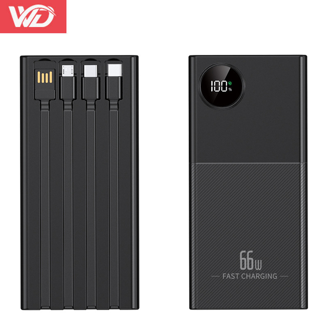 High Speed Wholesale 20000mah PD+QC3.0 Power Bank 10000 Mah Portable High Capacity with Cable Type-C Fast Charging