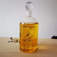 Bouteille en verre en forme de réservoir, contenant fait à la main, pour cognac ou whisky, 500/1000ml, 10 pièces