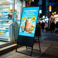 Affichage numérique sur pied HRAY avec coque en alliage d'aluminium, haut-parleurs doubles intégrés de 5 W, idéal pour la promotion d'événements, prise en charge OEM ODM