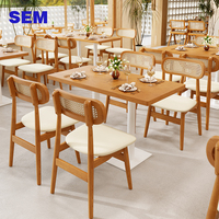 Table à manger rectangulaire de luxe SEM avec 4 chaises, table de restaurant en bois pour café, restaurant de restauration rapide, mobilier de restaurant