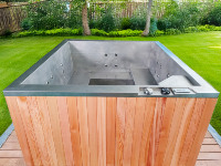 Bain à remous électrique pour 6 personnes en acier inoxydable 304 avec système intelligent SpaNet, bain à remous extérieur en bois de cèdre, prix d'usine, CE
