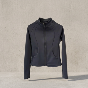 Haut d'équitation pour femme, hiver, doublé polaire, respirant, en Spandex/Polyester, uni, gaufré, manches longues, fermeture éclair intégrale, poches latérales - Product Image 3