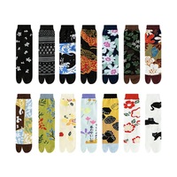 Chaussettes Tabi japonaises en jacquard, longueur cheville, à deux orteils, en polyester/coton, avec logo et motif personnalisés, vente en gros
