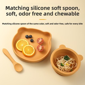 Ensemble de bols et assiettes en silicone de qualité alimentaire antidérapants et <span class=keywords><strong>anti</strong></span>-<span class=keywords><strong>chute</strong></span> en forme d'ours pour bébé - Product Image 2