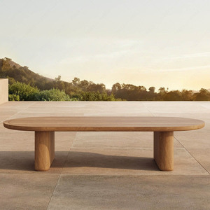 Ensemble de canapé d'extérieur en teck massif avec ottoman et table basse, mobilier de patio résistant aux intempéries pour jardin et cour - Product Image 5
