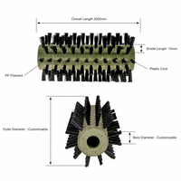 Brosse cylindrique de qualité industrielle, filaments en PP, poils noirs, rouleau à noyau plastique creux, pour le nettoyage des convoyeurs, longueur personnalisée OEM
