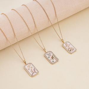 Mode acier inoxydable 2024 cristal Zircon Tarot carte or rempli zodiaque bijoux en gros zodiaque 18k colliers pour les femmes - Product Image 6