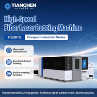 Machine à découpe laser à fibre industrielle PS3015 avec CNC et refroidissement par eau pour la découpe de tôles en acier inoxydable, aluminium et laiton