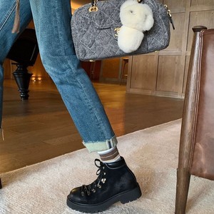 Botas de plataforma con cordones para mujer, estilo británico vintage, de cuero genuino esmerilado, con punta redonda y tacón grueso, modelo 2026 - Product Image 4