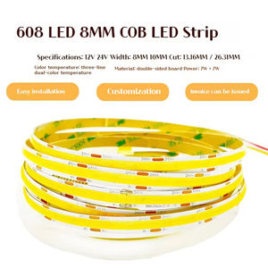 Tira de diodos emisores de luz LED COB de 2700k-6500k, 3 años de garantía, amplio espectro IP20, doble voltaje 12V/24V, control remoto de color CCT. - Product Image 3