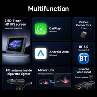Écran de voiture 7 pouces Carplay 2.5D, écran de voiture Android Auto, caméra GPS Wifi, radio, lecteur MP5 pour voiture